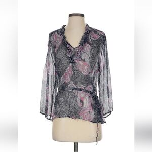 Lucky Brand Silk Paisley Blouse S Visible Wear